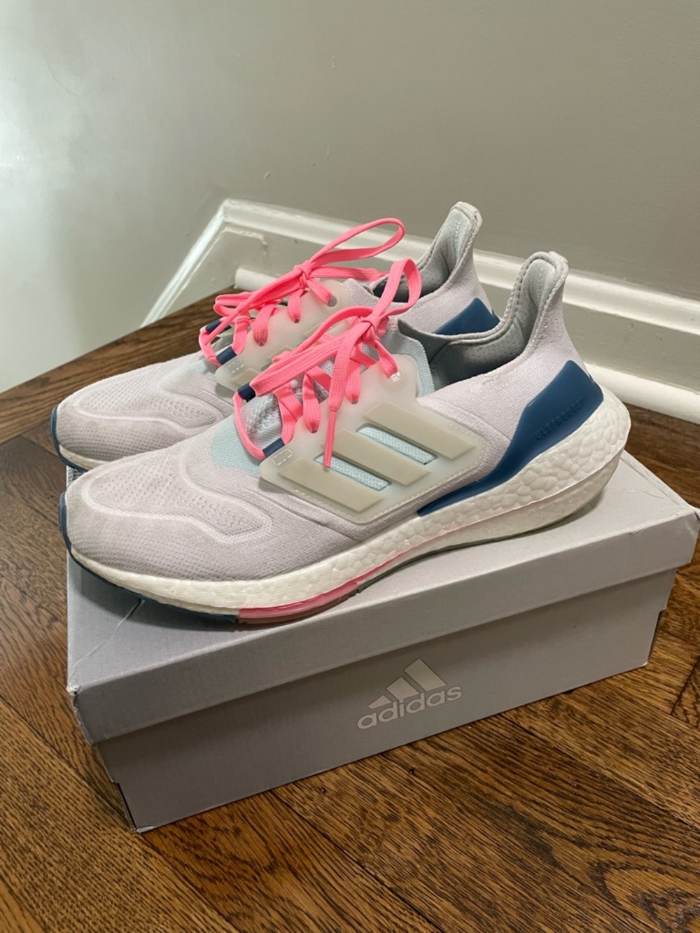 adidas Women’s Athletic Shoes in White, Pink, Blue